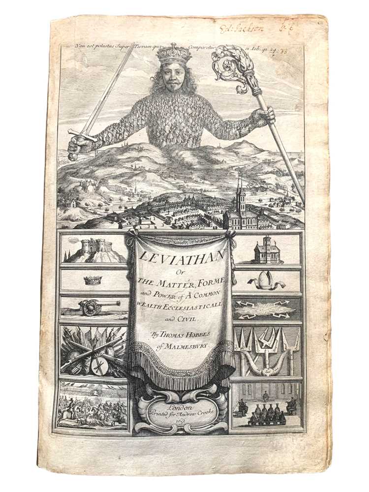 Lot 137 - Hobbes. Leviathan, first edition, first issue, 1651Lot 137 - Hobbes. Leviathan, first edition, first issue, 1651 Hobbes. Leviathan, first edition, first issue, 1651