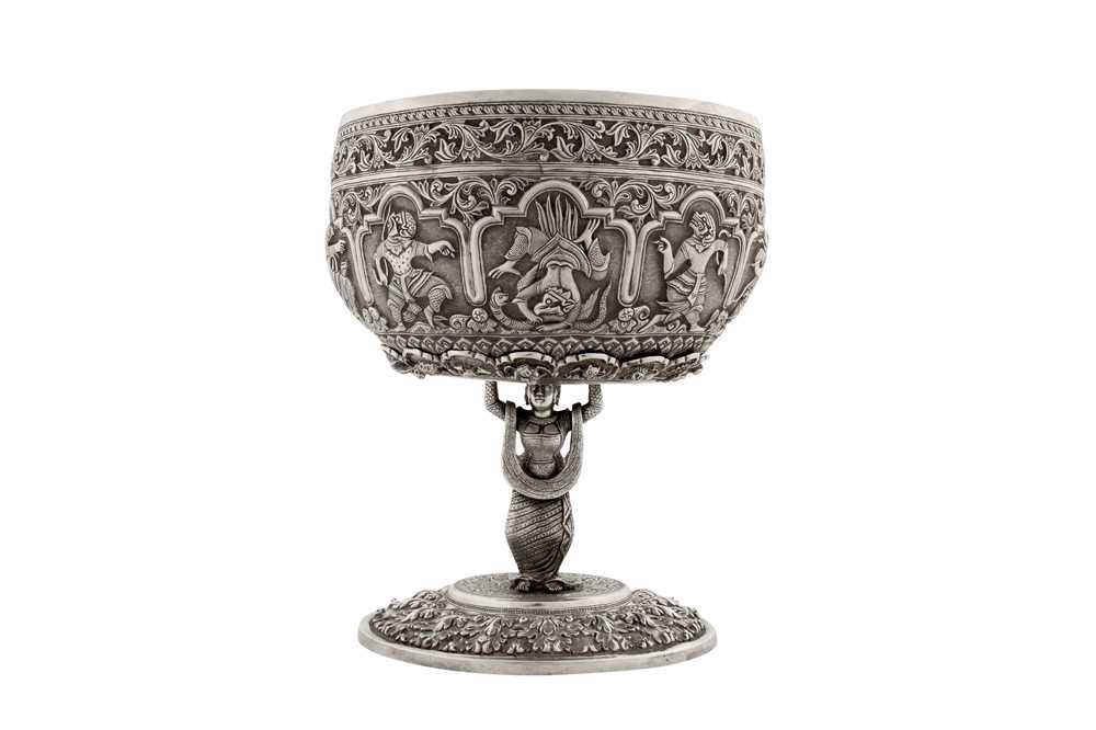 A rare late 19th century Anglo – Indian silver bowl, Poona circa 1890 upon an early 20th century Burmese silver stand, probably Rangoon circa 1910 £2750