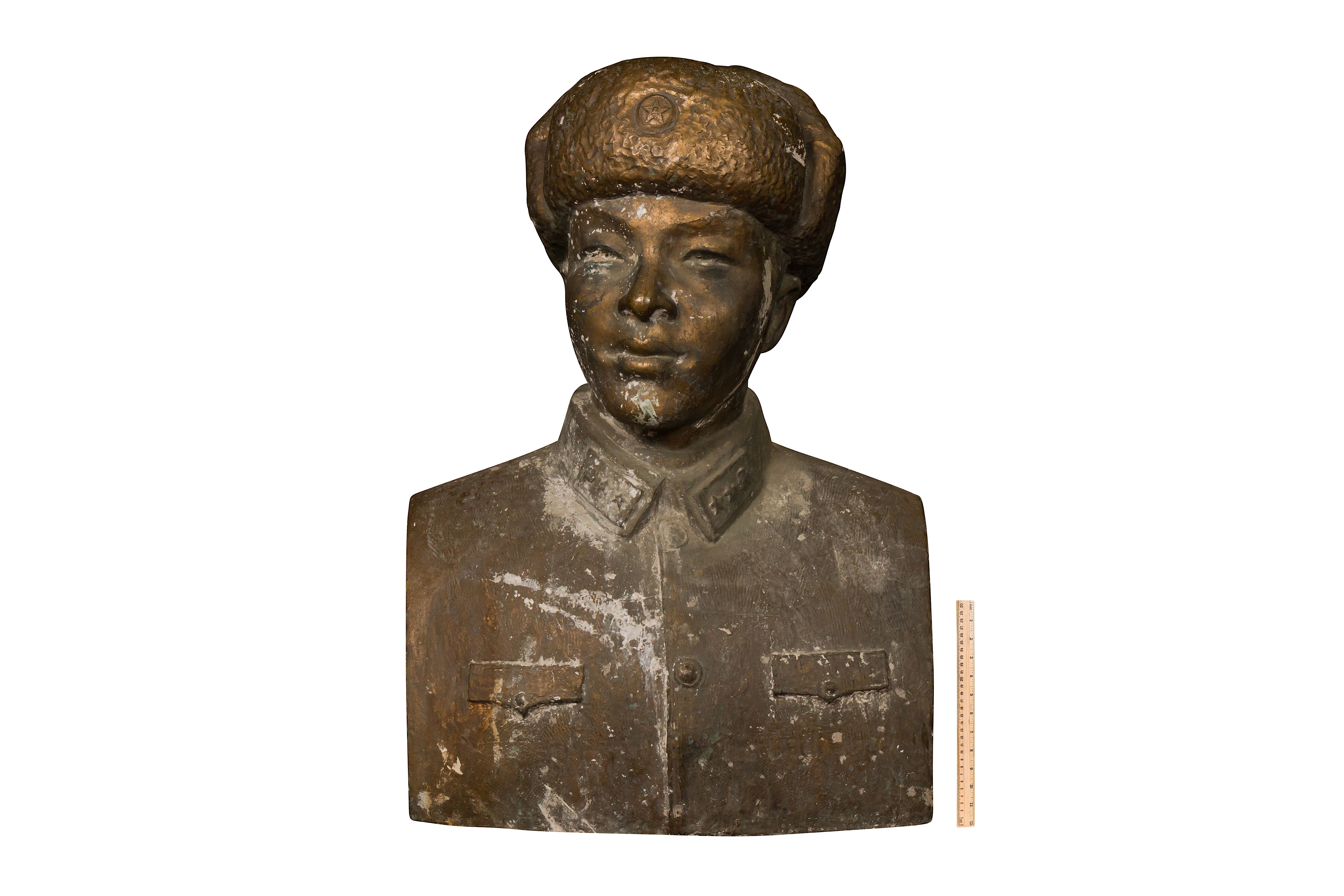 Model Hero – Lei Feng, A head and shoulders bronzed bust of Lei Feng
