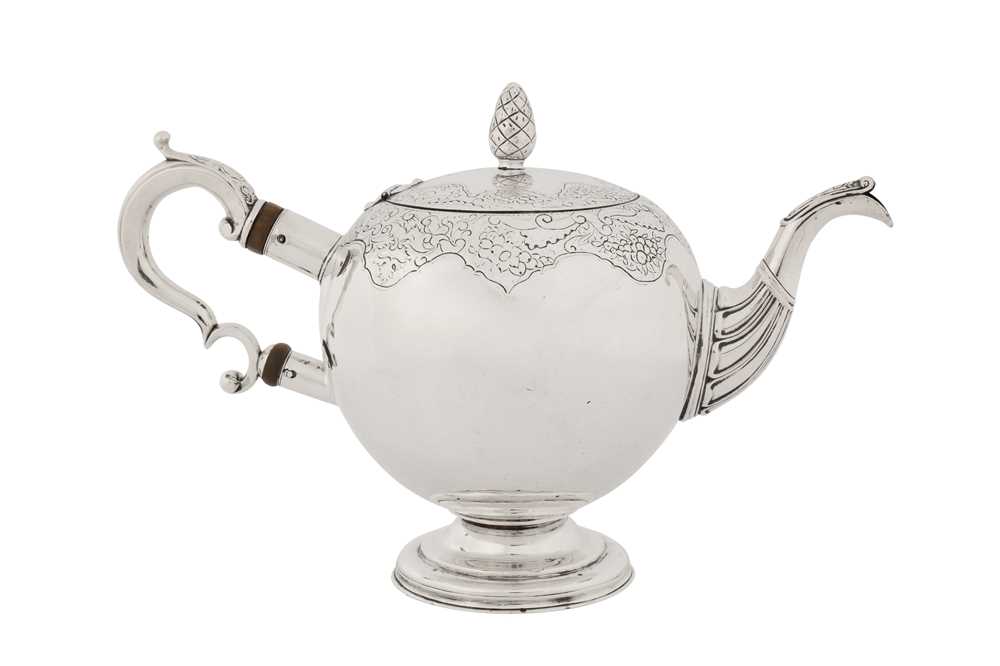 A rare George II Scottish provincial silver teapot, Aberdeen circa 1735 by Alexander Forbes (active circa 1728-53)