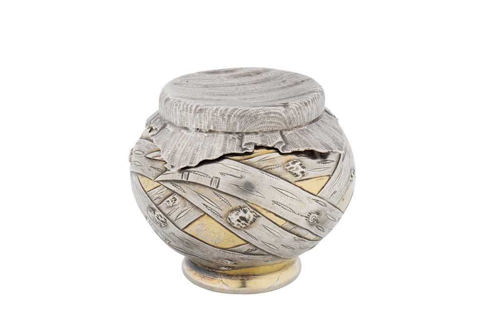 An Alexander II mid-19th century Russian parcel gilt silver jar and cover, Moscow 1868 by ∂∂ (untraced)