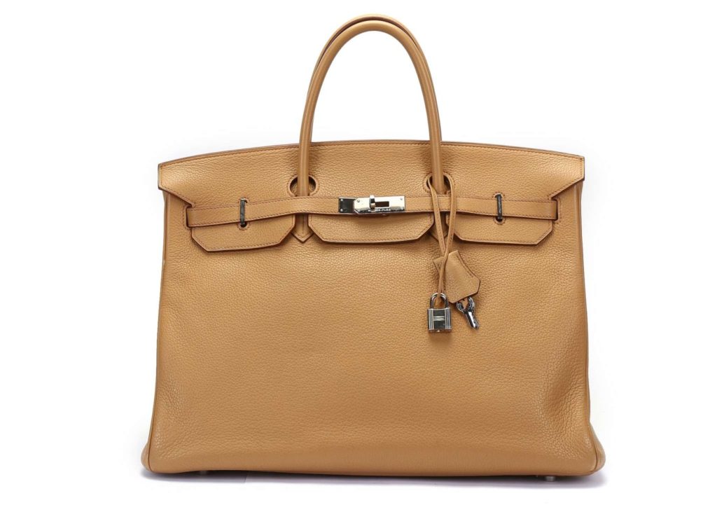 Hermes Tabac Camel Clemence Birkin leather handbag