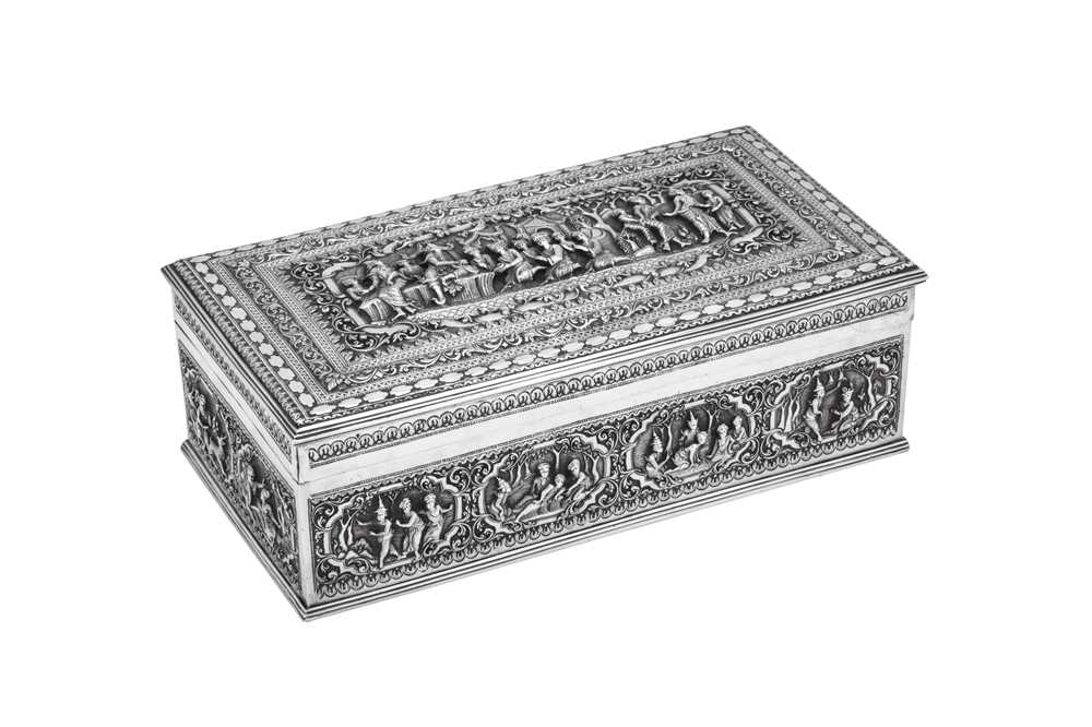 A fine late 19th century Burmese silver casket or box, Rangoon circa 1890