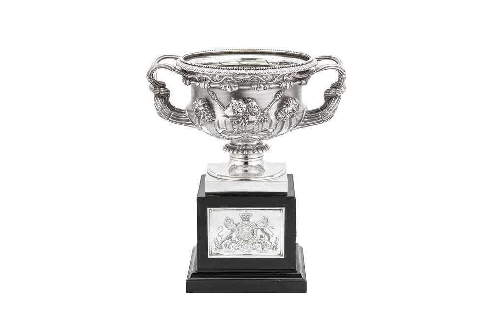 Her Majesty’s Vase – A Victorian sterling silver Royal presentation Warwick vase horse racing trophy, London 1845 by John Samuel Hunt