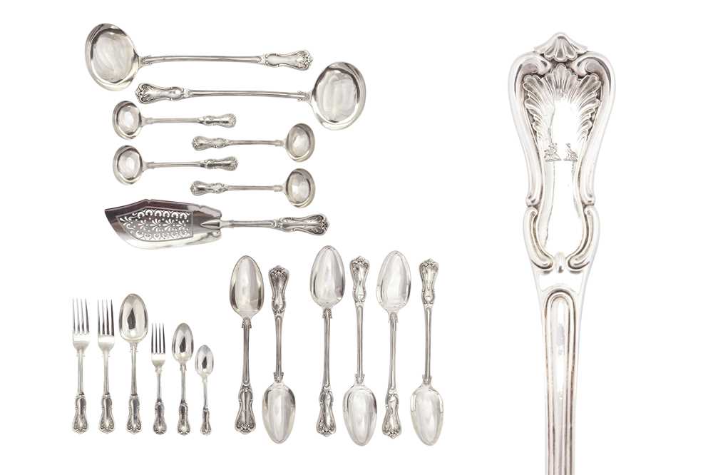 An exceptional and extensive William IV sterling silver triple table service of flatware / full canteen, London 1836 by Mary Chawner