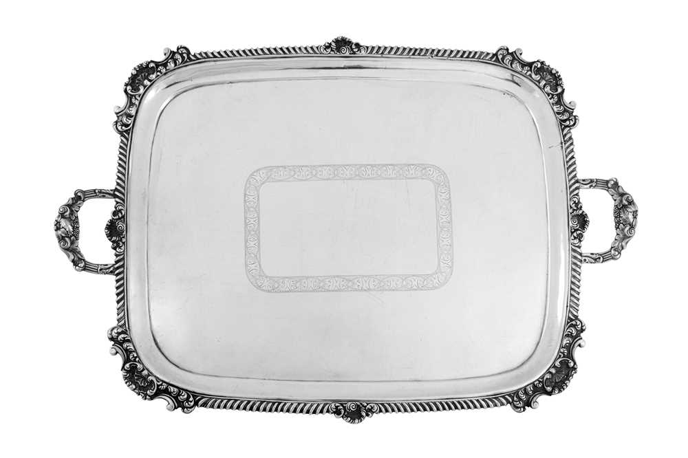 A rare early 19th century Indian colonial silver twin handled tray, Madras circa 1825 by Peter Cachart (d. 1831)