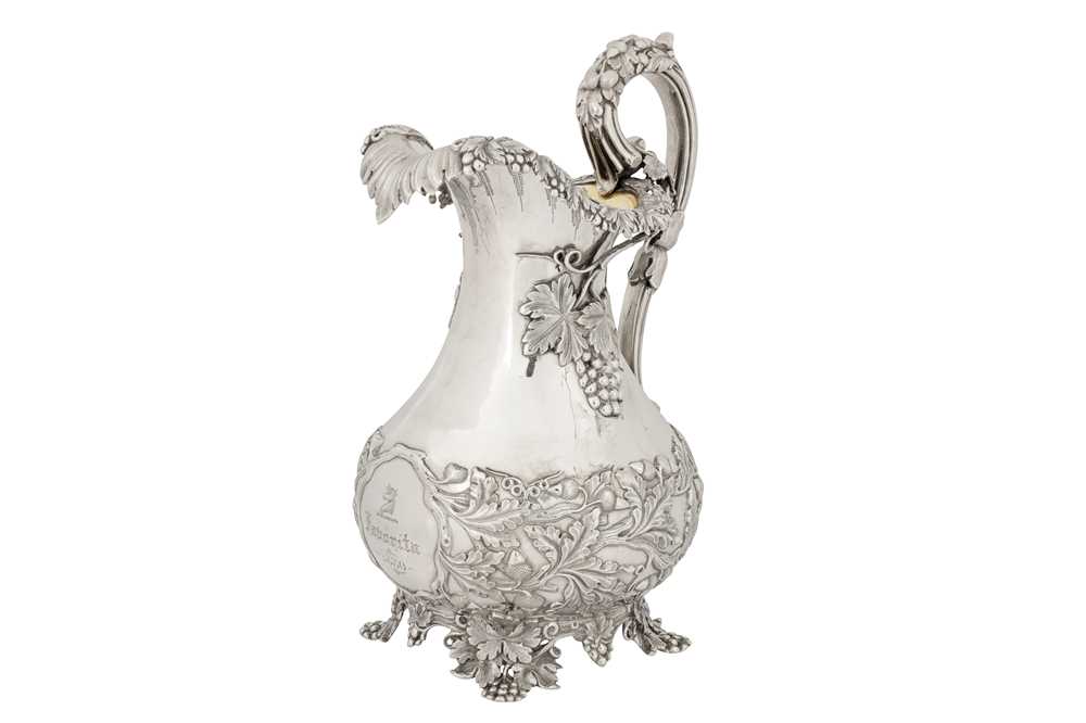 A mid-19th century Indian colonial silver wine jug or ewer, Calcutta circa 1850 by Lattey Brothers and Co (active 1843-55)