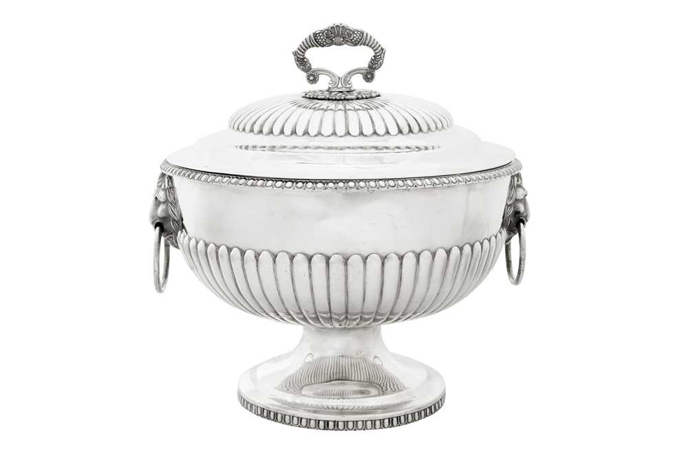 An early 19th century Indian colonial silver twin handled tureen, Madras circa 1825 by George Gordon & Co (active 1821-48)