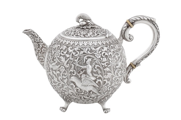 A rare early 20th century Anglo – Indian silver teapot, Cutch, Bhuj circa 1910 by Oomersi Mawji jnr (active 1890-1930)
