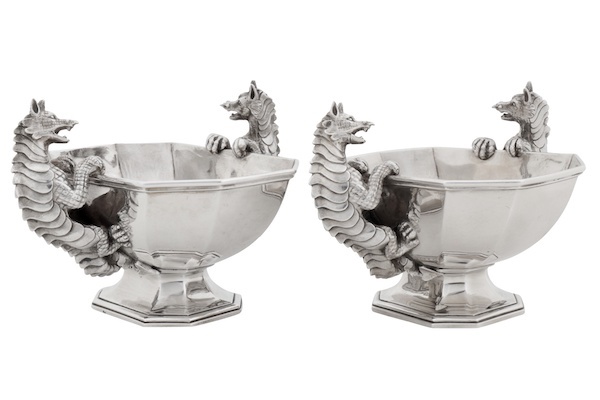 London 1844 by Robert Garrard II (reg. 16th April 1818) A rare and unusual pair of Victorian sterling silver bowls or sauce tureens