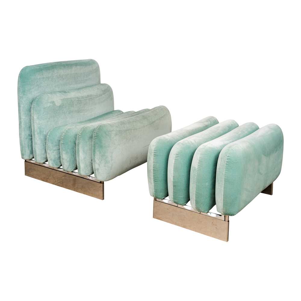 Joe Colombo (Italian 1931-1971) Sormani additional system armchair and pouffe, circa 1970s