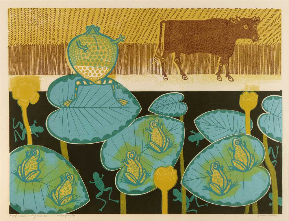 Edward Bawden C.B.E. R.A. (British, 1903-1989) Aesop's Fables: A Frog and an Ox [Greenwood MG.088]