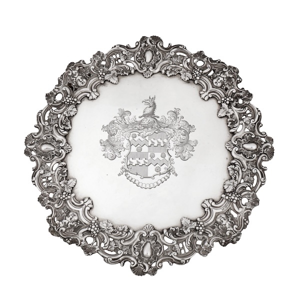 London 1818 by Edward Edwards I A fine George III sterling silver salver