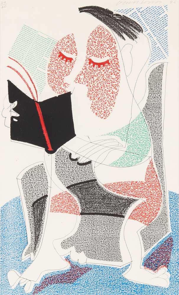 David Hockney O.M. C.H. R.A. (British, b.1937) Man Reading Stendhal, July 1986 [MCA 302]