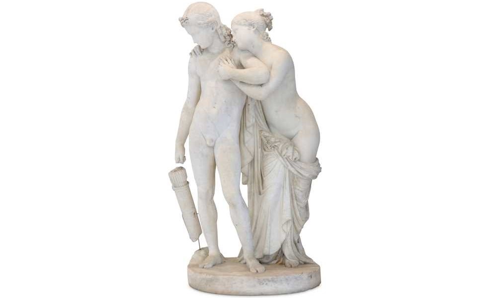 An important early 19th century neo-classical marble group of Venus and Adonis
