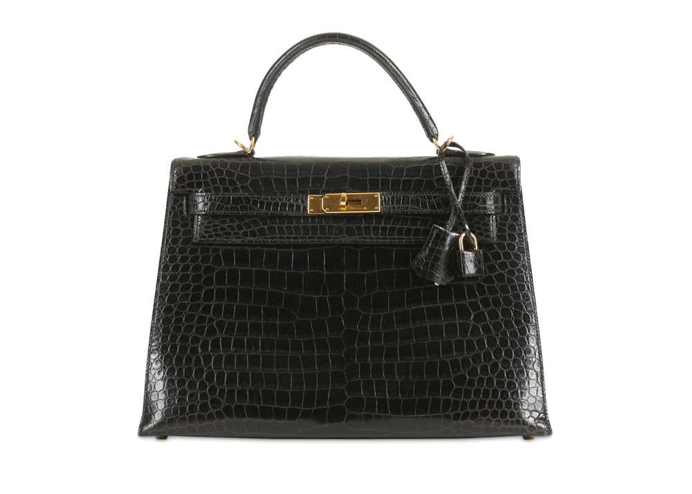 Hermes Black Porosus Crocodile Kelly 32, c. 2002