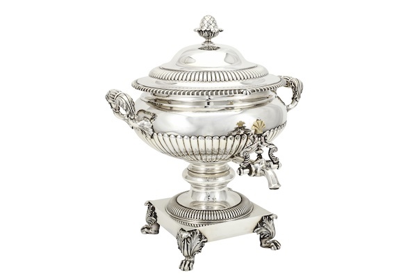 A George III sterling silver tea urn, London 1817 by William Burwash