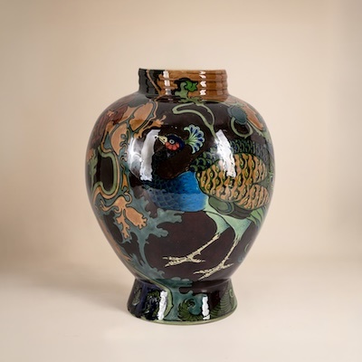 Rozenburg den Haag, Holland Large peacock vase, model no. 197
