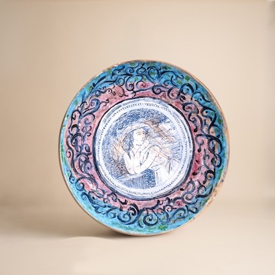 Quentin Bell (British 1910-1996) for Fulham Pottery Plate painted with a female wearing hat
