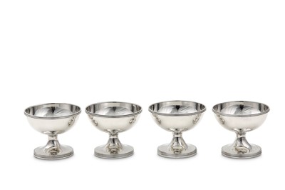 Lot 37 - A set of four George III sterling silver salts,...