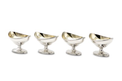 Lot 36 - A set of four George III sterling silver salts,...