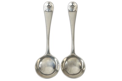 Lot 111 - A pair of George II sterling silver sauce...