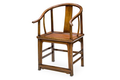 Lot 249 - A Chinese pear wood horseshoe back chair with...