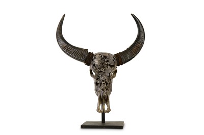 Lot 223 - A hand carved cow or bull skull, the whole...