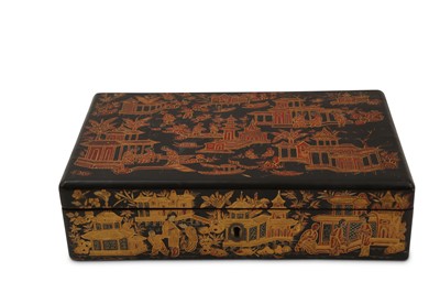 Lot 182 - A 19th Century Chinese lacquered work box, of...