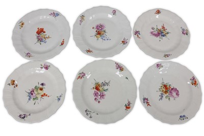 Lot 132 - Six late 18th Century German porcelain dishes,...