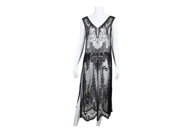 Lot 195 - Black Beaded 1920s Tabard Dress, Flapper style...