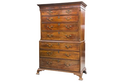 Lot 237 - A Georgian mahogany chest on chest, with a...