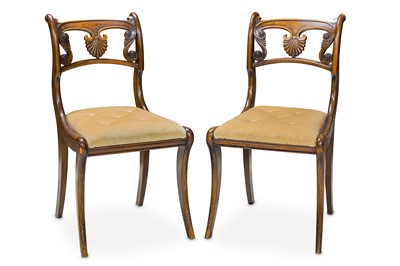 Lot 246 - A pair of Regency faux rosewood beech wood...