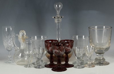 Lot 122 - Bohemian etched glasses, Gerogian liquer...