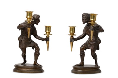 Lot 248 - A PAIR OF 19TH CENTURY BRONZE FIGURAL...