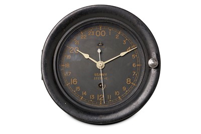 Lot 62 - A US NAVY BULKHEAD CLOCK WITH CENTRE SECONDS...