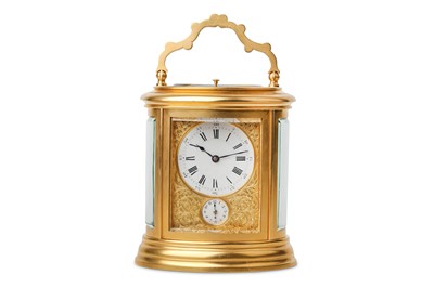 Lot 52 - A LATE 19TH FRENCH GILT BRASS CARRIAGE CLOCK...