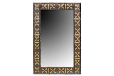 Lot 233 - An Indian rectangular mirror, with a metalwork...