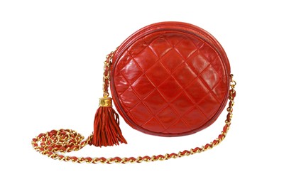 Lot 40 - Chanel Red Quilted Round Bag, c. 1984-85,...