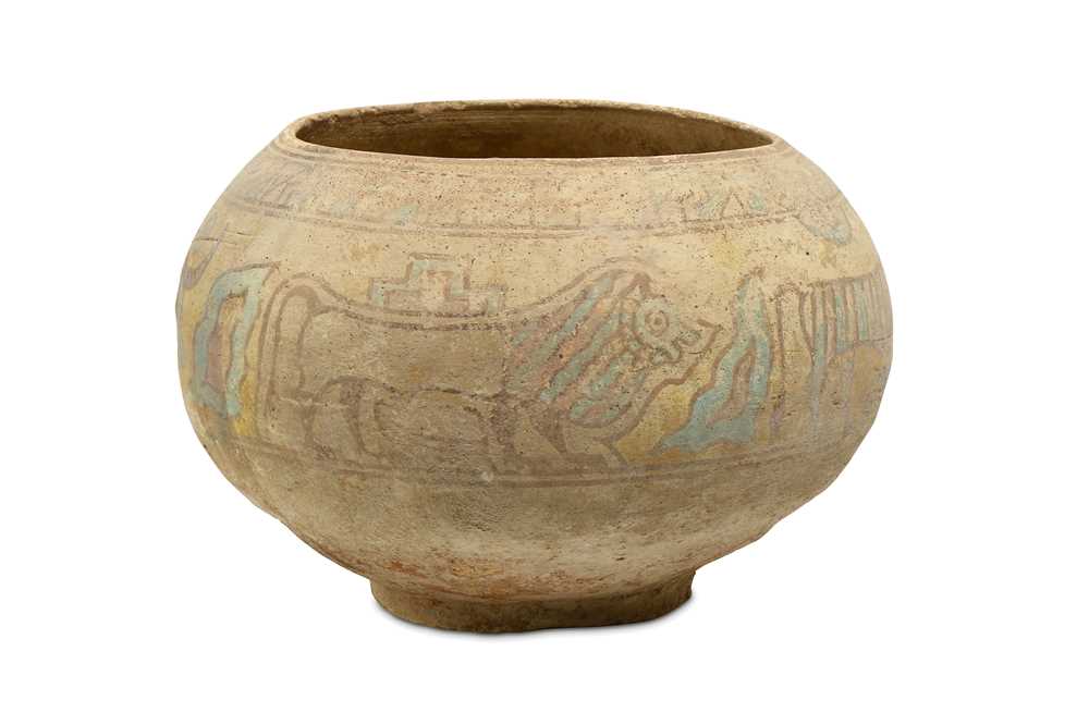 Lot 36 - A LARGE INDUS VALLEY MEHRGARH  POLYCHROME BOWL...