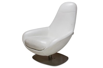 Lot 490 - A Habitat white leather swivel chair.