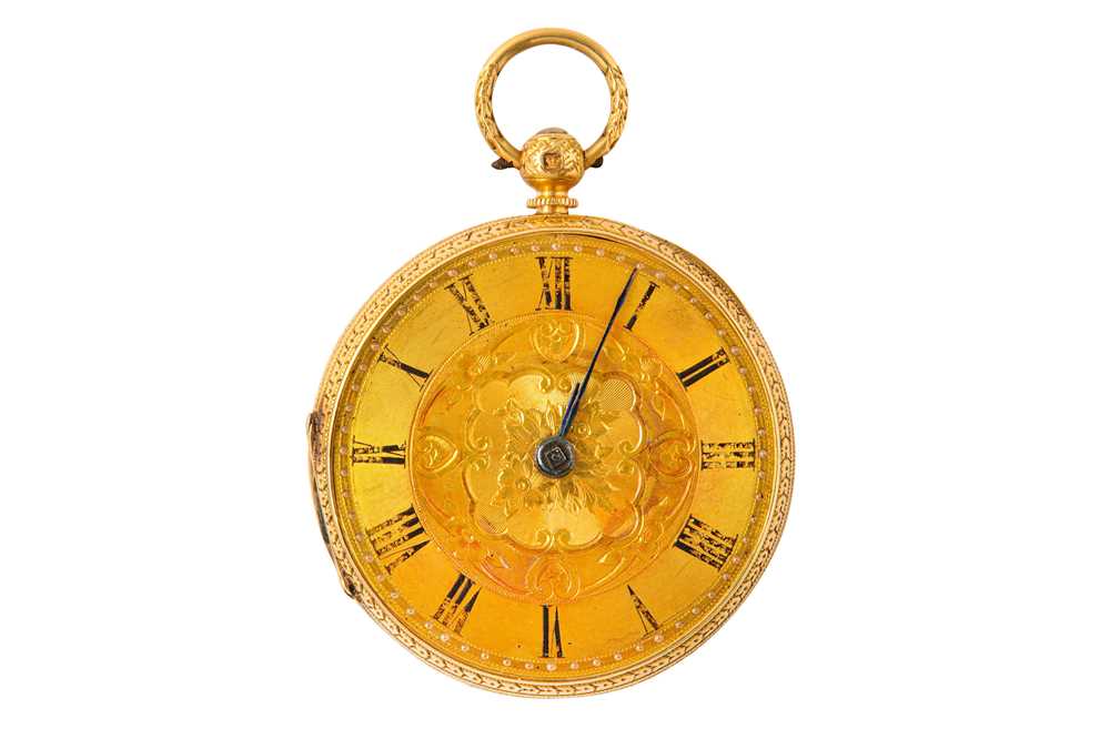 Lot 4 - VERGE POCKET WATCH. AN 18K YELLOW GOLD VERGE...