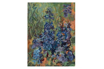 Lot 72 - DAVID ROLT (1915-1985) Delphinium  oil on...