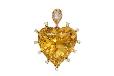 Lot 174 - A citrine and diamond pendant, by Sterlé,...