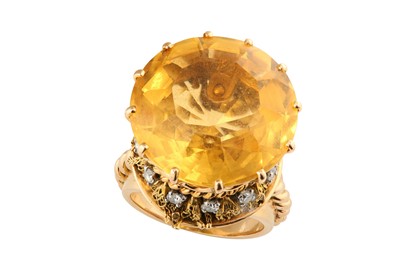 Lot 176 - A citrine and diamond dress ring, by Sterlé,...