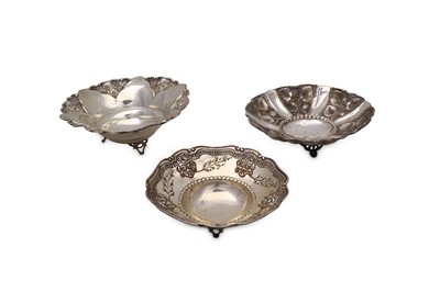 Lot 97 - Three Greek silver footed bowls,  each of...