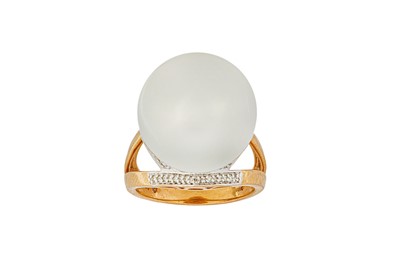 Lot 163 - A cultured pearl and diamond dress ring The 17....