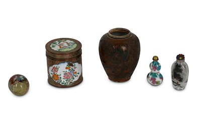 Lot 180 - A circa 1900 Oriental pottery jar, applied...