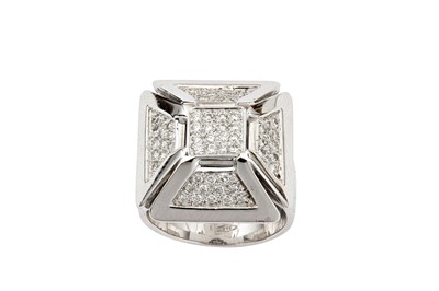 Lot 111 - A diamond dress ring Of squared quatrefoil...