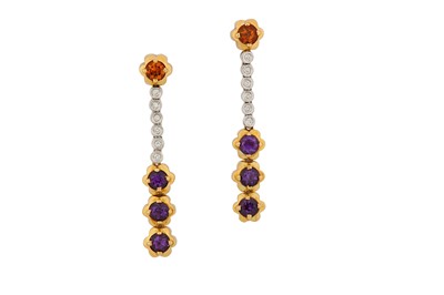 Lot 136 - A pair of amethyst, citrine and diamond...